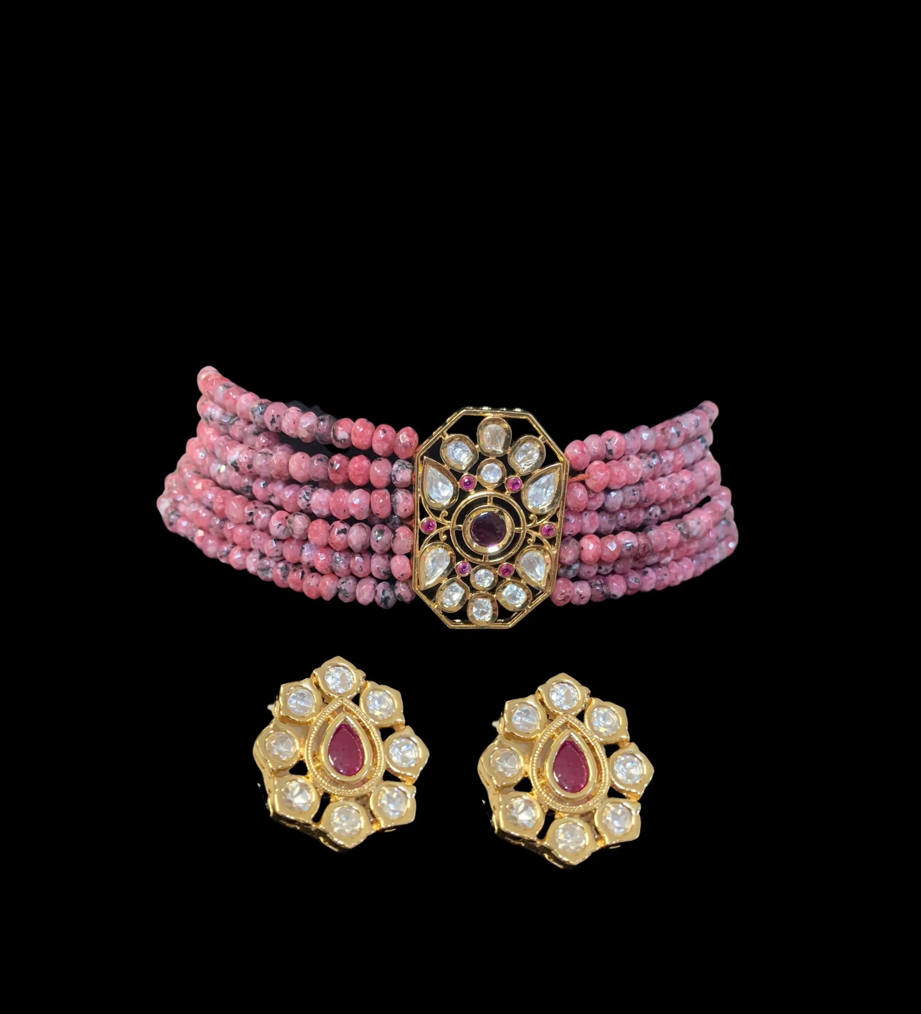 C196 Adya  choker in ruby  beads  ( READY TO SHIP )