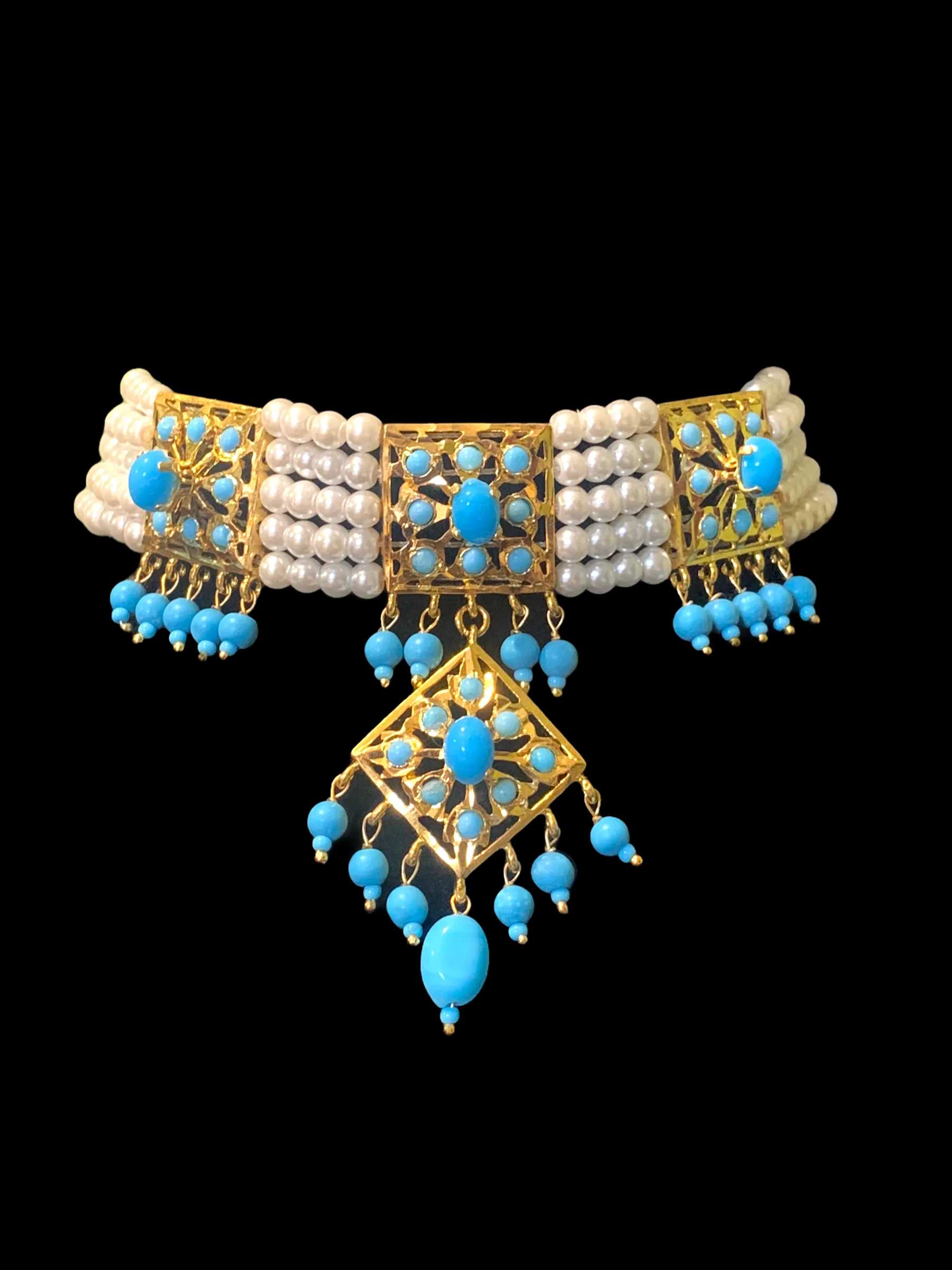 C197 Anushay ferozi / turquoise   choker with earrings (SHIPS IN 4 WEEKS )