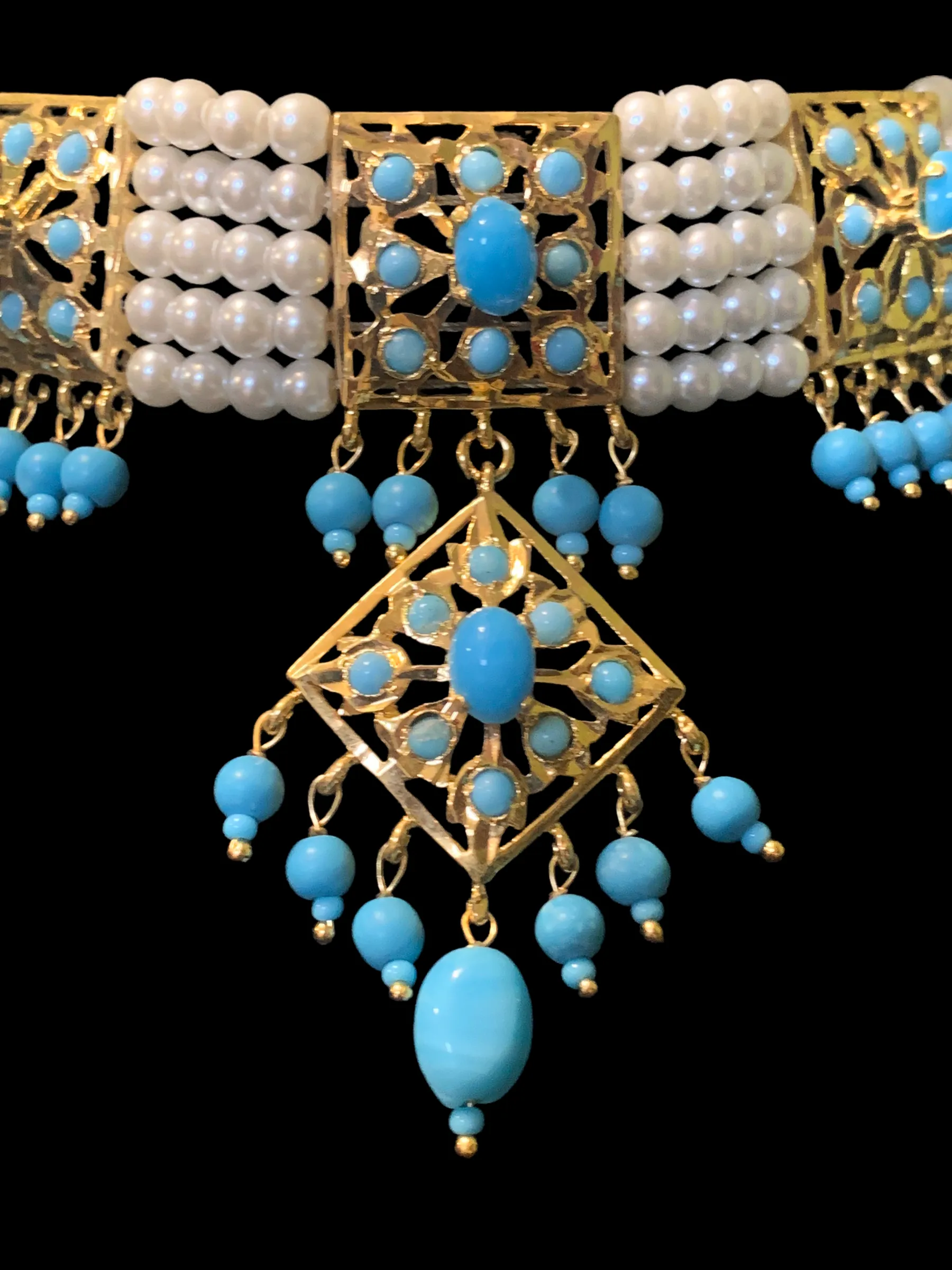 C197 Anushay ferozi / turquoise   choker with earrings (SHIPS IN 4 WEEKS )