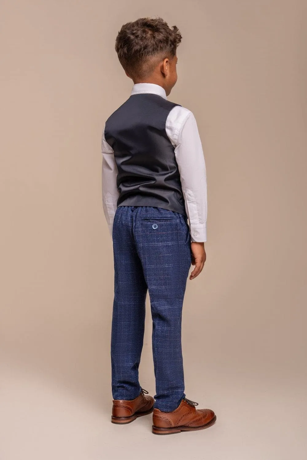 Cavani Kaiser Boy's Three Piece Blue Slim Fit Suit