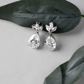 Clip-On Classic Wedding Earrings with CZ Pear Drop