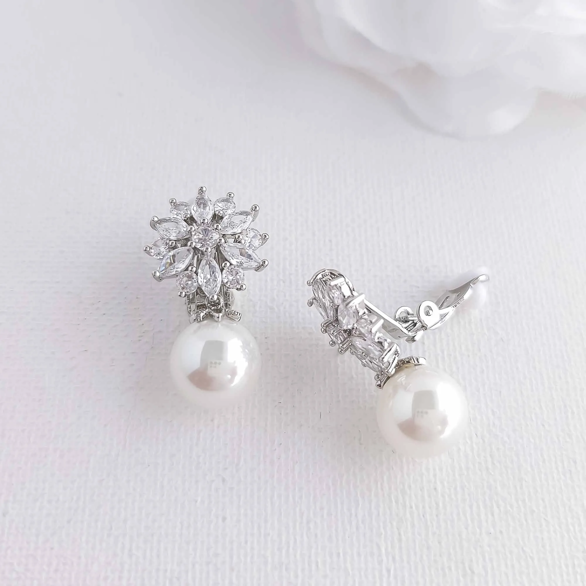 Clip-On Earrings with Pearls-Maya