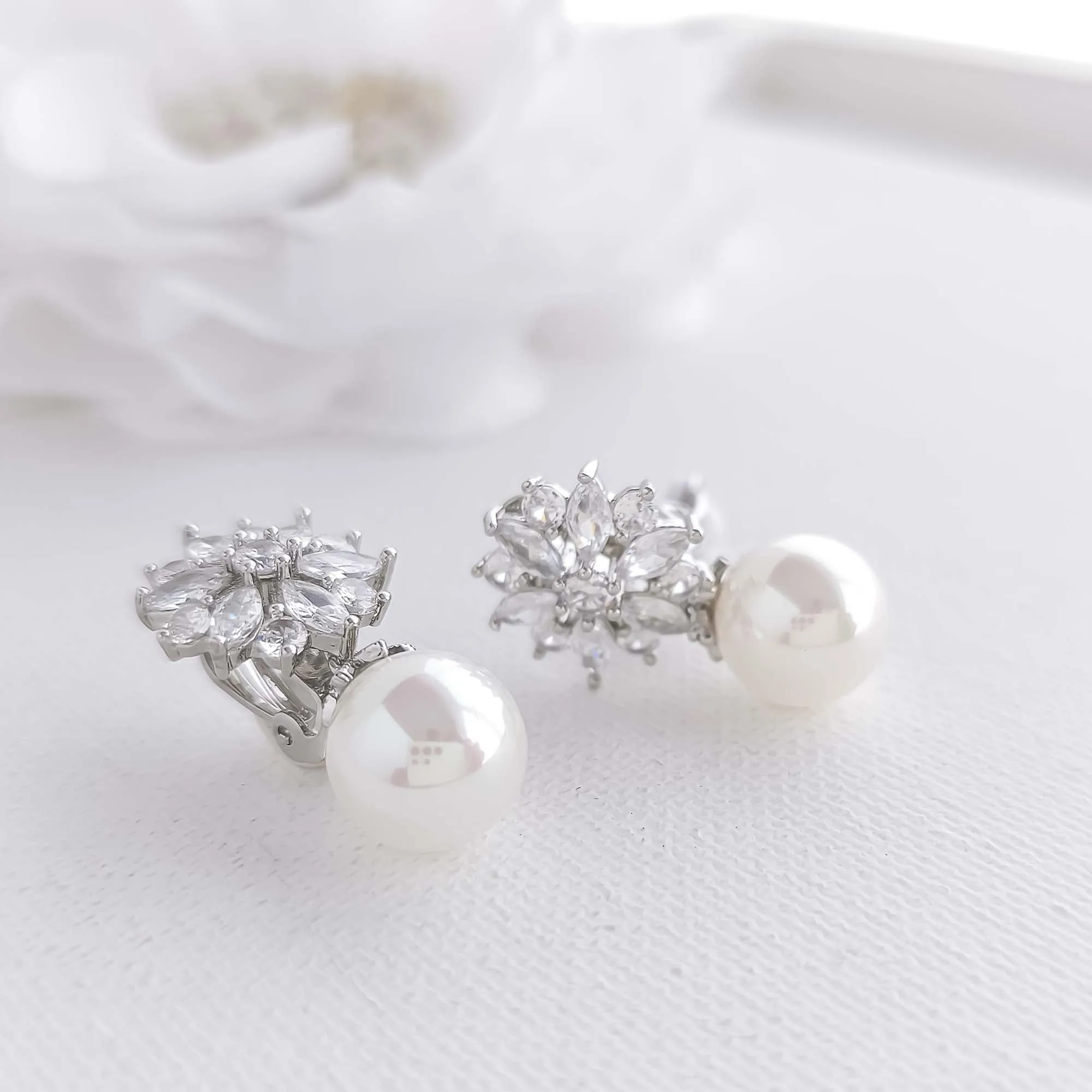 Clip-On Earrings with Pearls-Maya