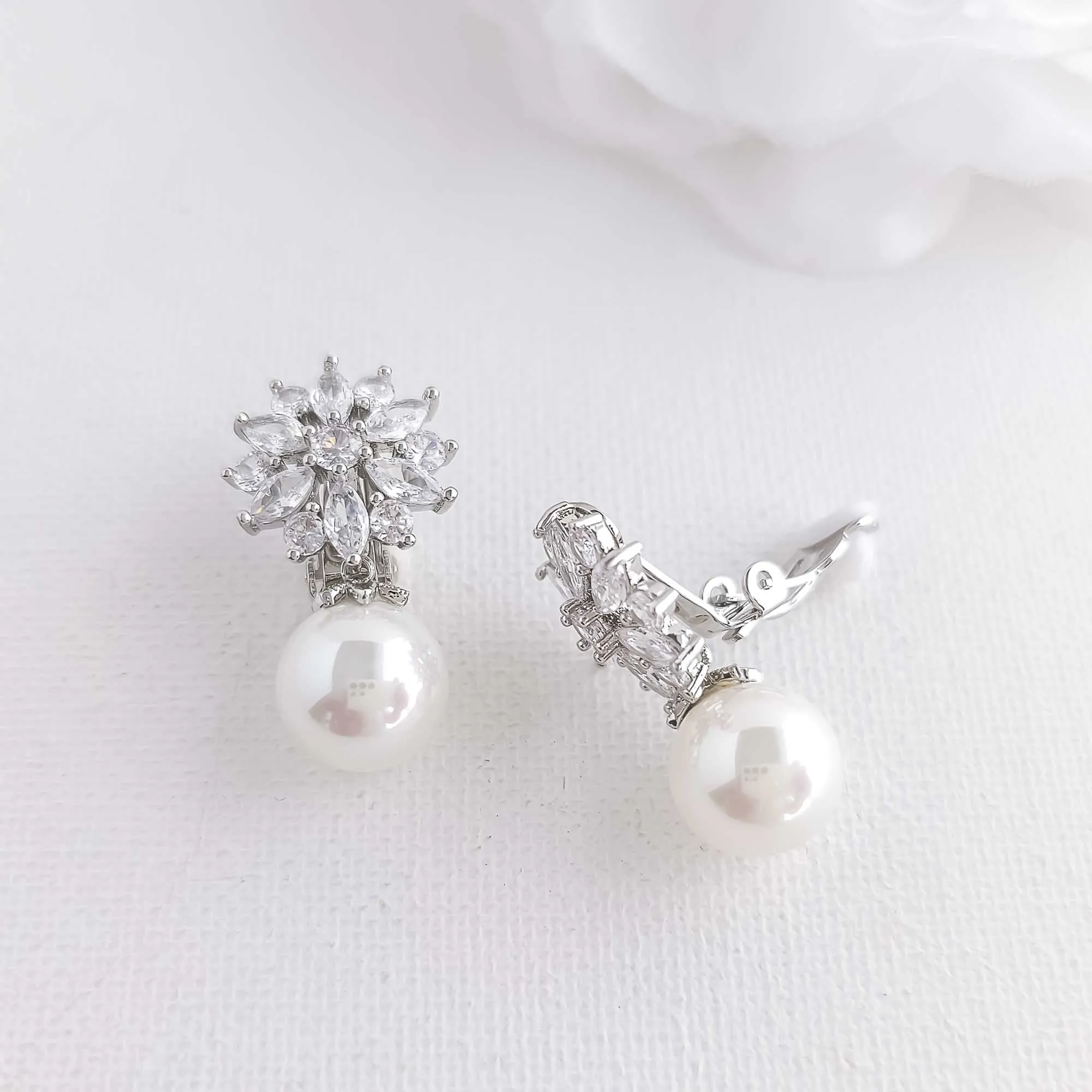 Clip-On Earrings with Pearls-Maya