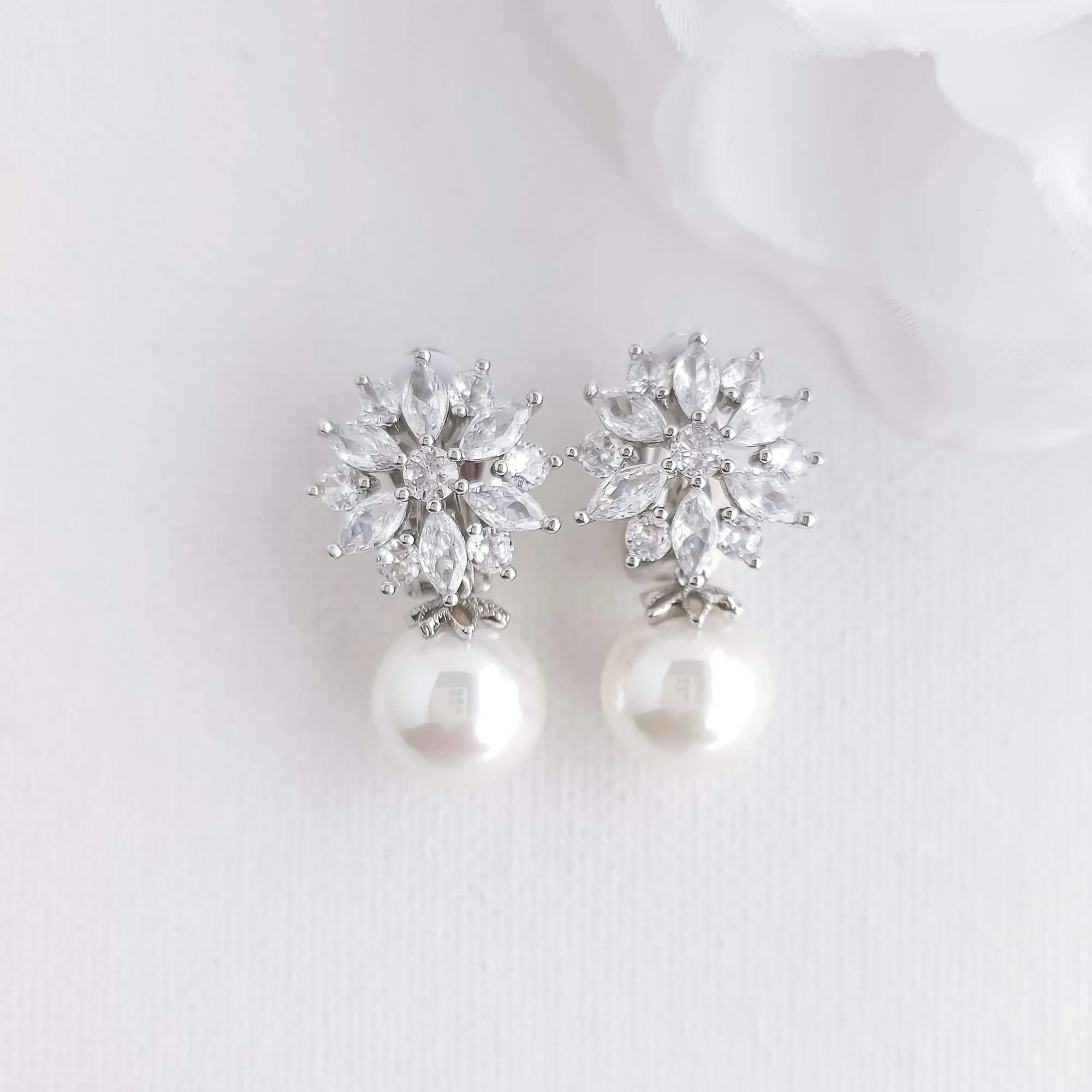 Clip-On Earrings with Pearls-Maya