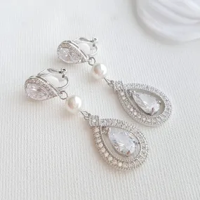 Clip On Wedding Earrings-Sarah