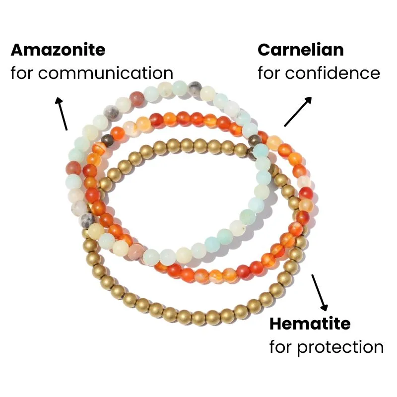 Confidence Amazonite Carnelian & Hematite Bracelet Set