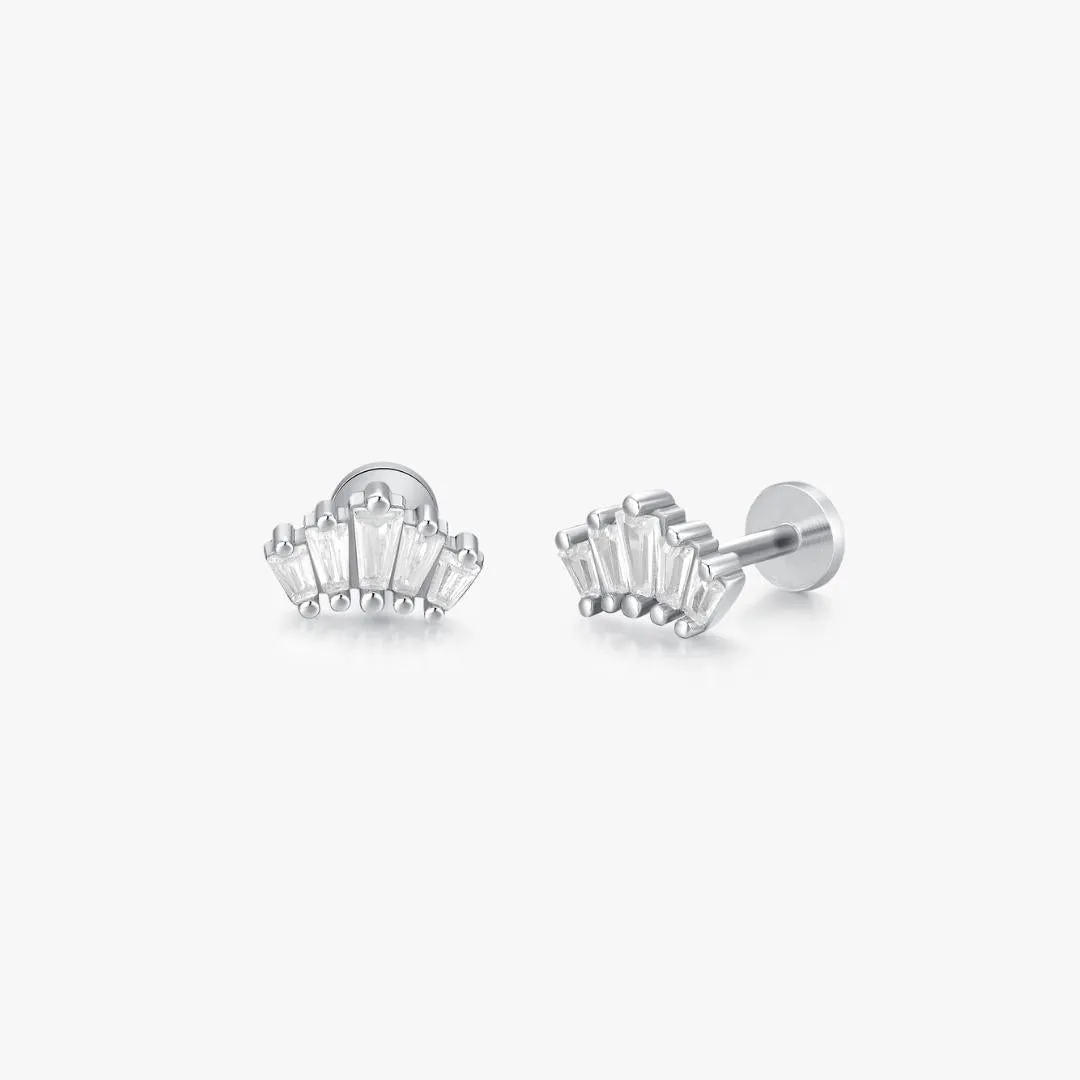 Crown Threadless Flat Back Stud