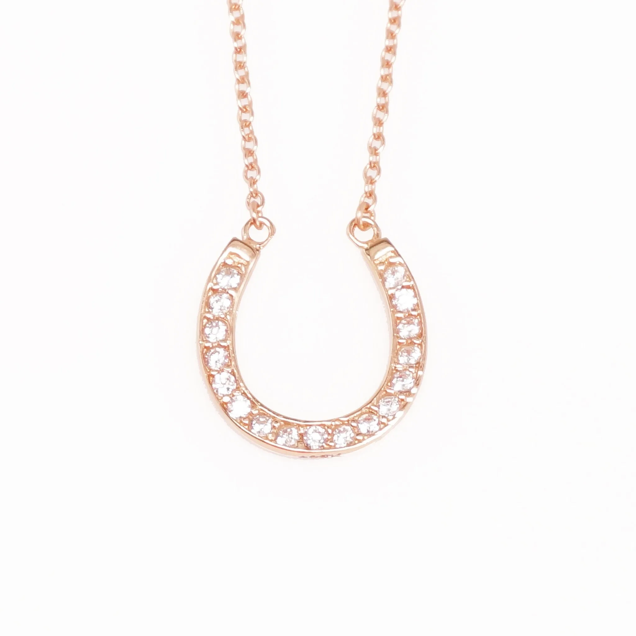 Cubic Zirconia Horseshoe Pendant Necklace