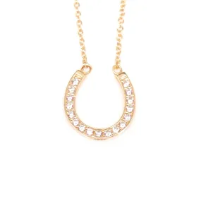 Cubic Zirconia Horseshoe Pendant Necklace