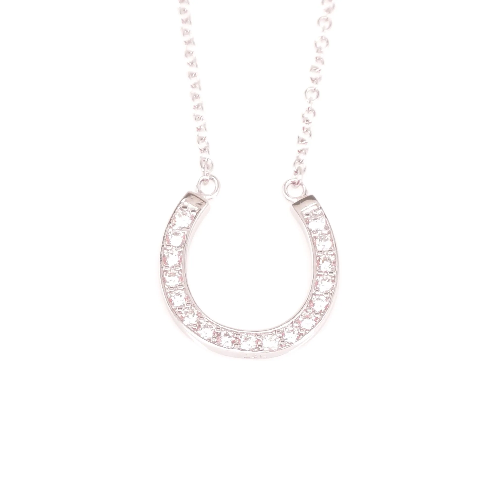 Cubic Zirconia Horseshoe Pendant Necklace