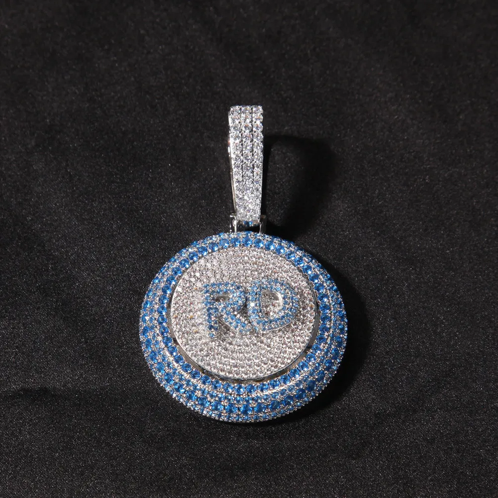 Custom Round Disc Rotating Letter Pendant