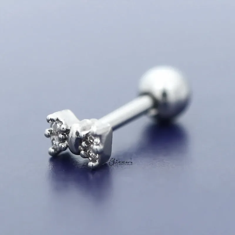 C.Z Paved Bow Tie Tragus Cartilage Earring Stud