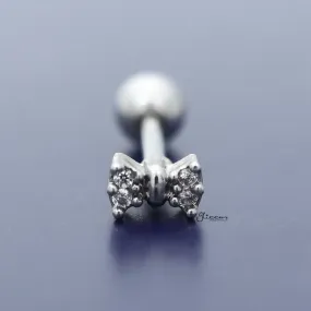 C.Z Paved Bow Tie Tragus Cartilage Earring Stud