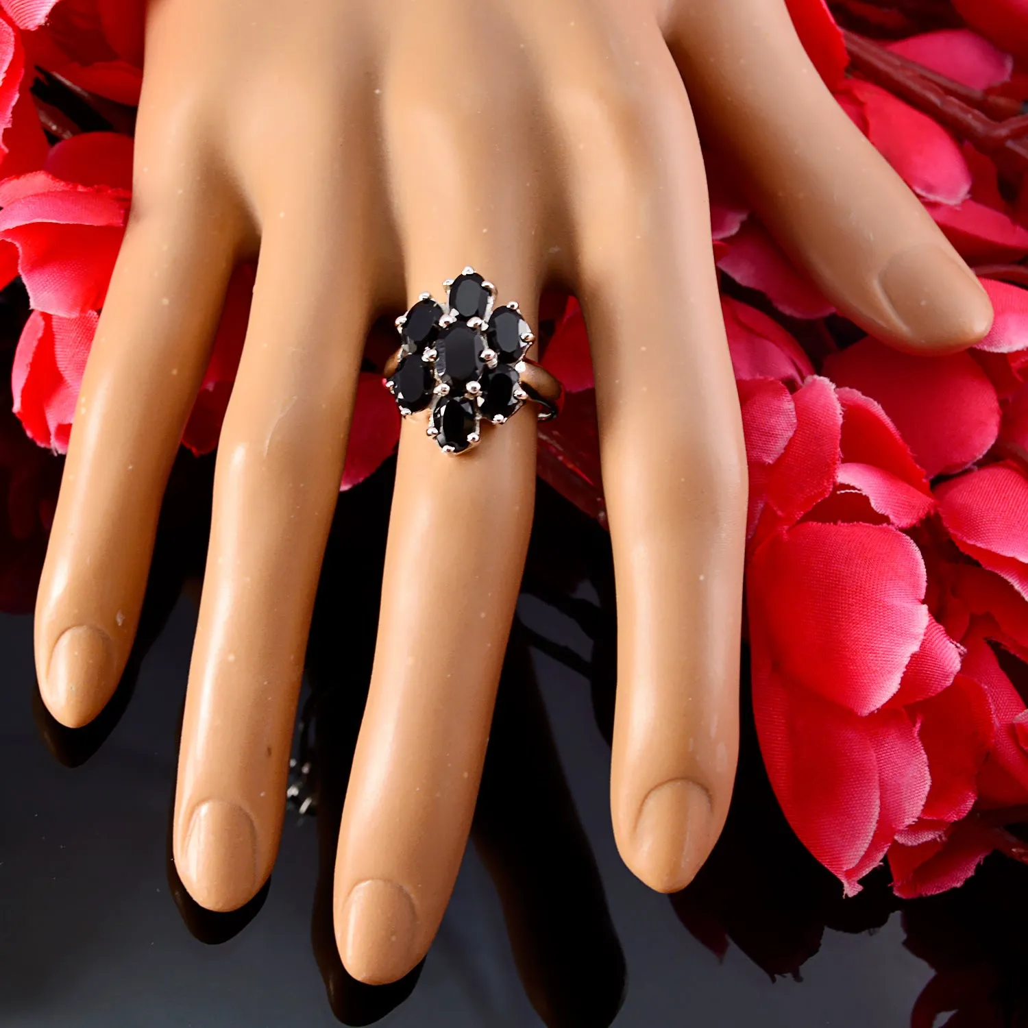 Dainty Stone Black Onyx 925 Sterling Silver Rings Jewelry Auctions