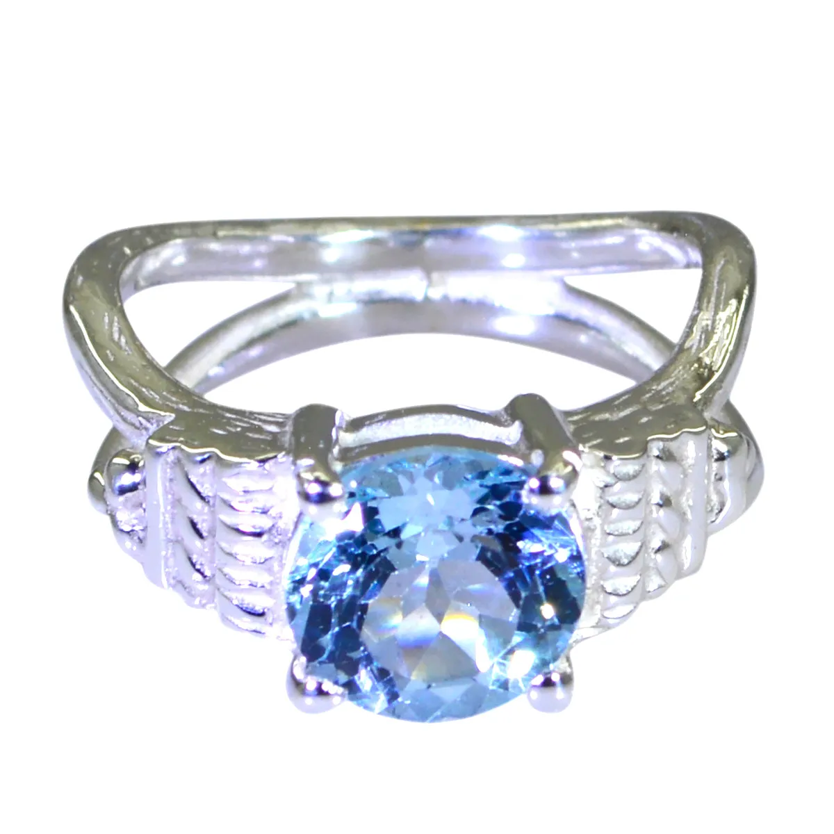 Desirable Gemstone Blue Topaz 925 Sterling Silver Ring Jewelry Rack