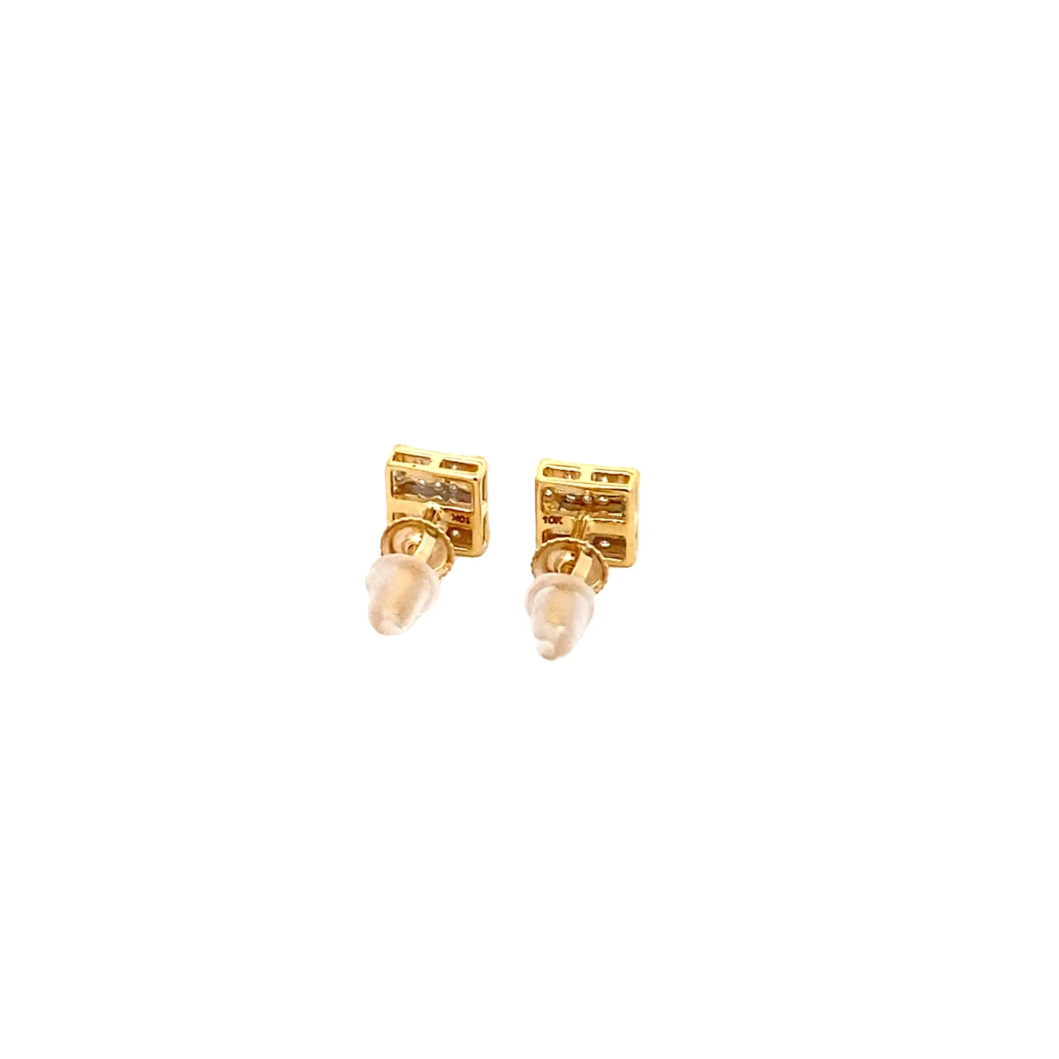 Diamond 0.20Ctw Square Shaped Earrings