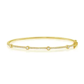 Diamond Station Bangle in Yellow Gold