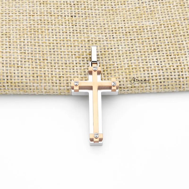 Double Layer Rose Gold Cross Pendant