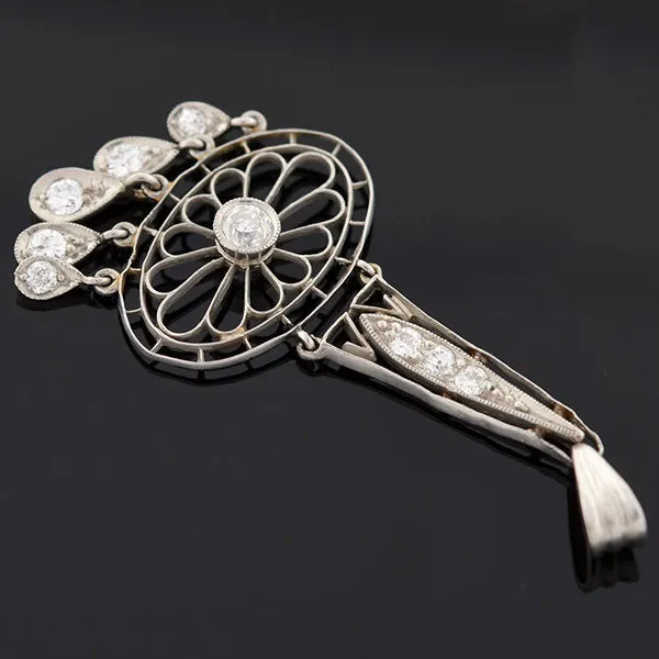 Edwardian Platinum & Diamond Filigree Pendant 0.40ctw