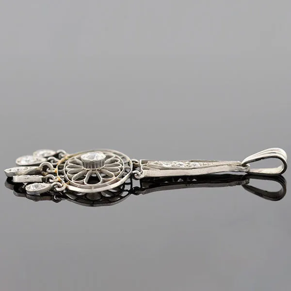 Edwardian Platinum & Diamond Filigree Pendant 0.40ctw