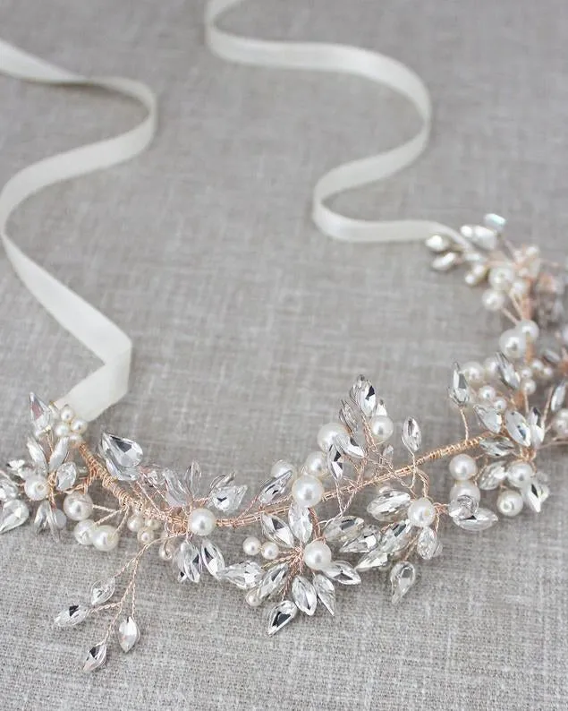 Elegant Pearl and Crystal Hairpiece