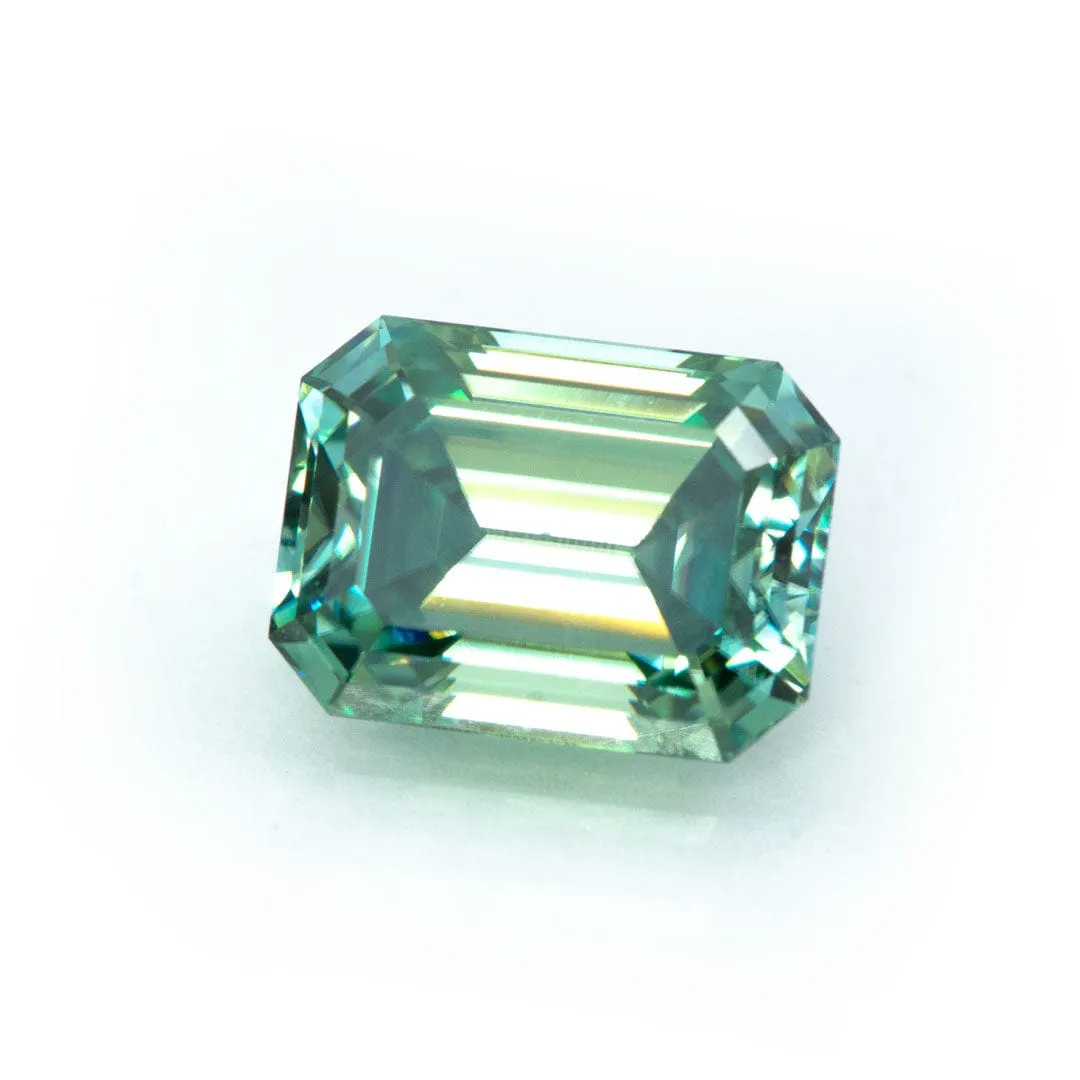 Emerald Cut Teal Moissanite Loose Stone