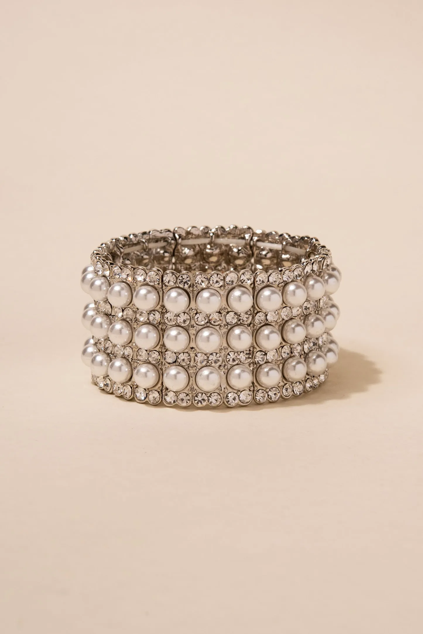 Emery Pearl & Rhinestone Stretch Bracelet