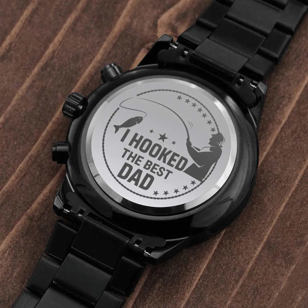 Engraved Chronograph Watch "I Hooked the Best Dad" Christmas Gift For Dad