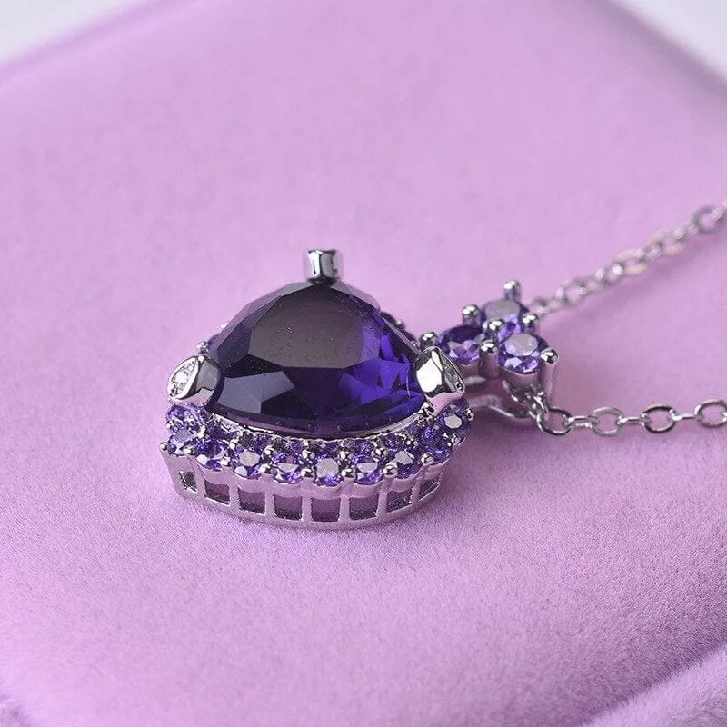 European and American Luxury Amethyst Love Pendant Necklace