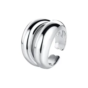 Exaggerated Glossy Geometric 925 Silver Adjustable Ring