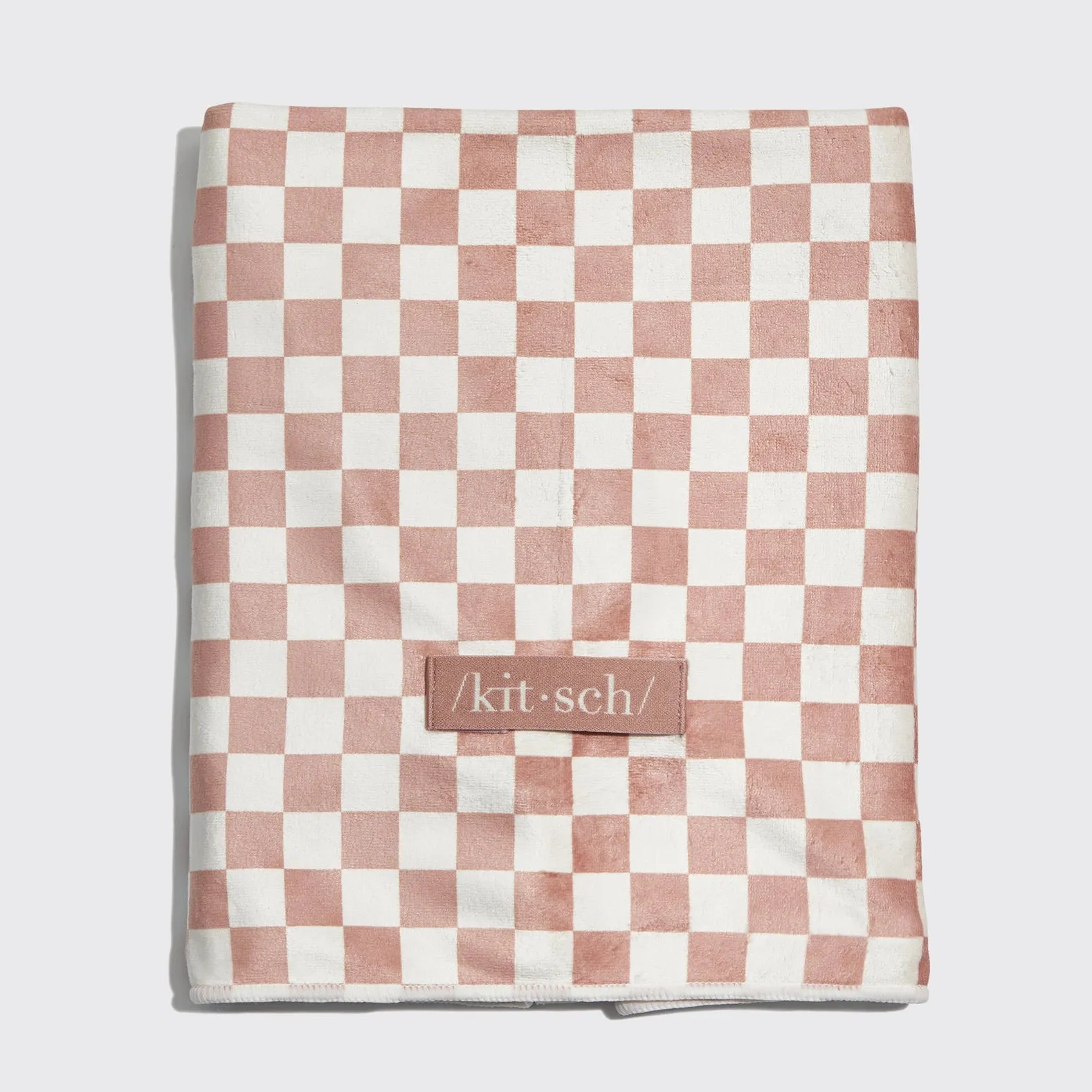 Extra Large Quick-Dry Hair Towel Wrap - Terracotta Checker