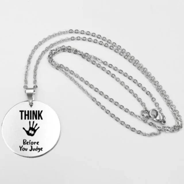 Fashion Stainless steel Necklace Fun Autism Awareness Ribbon Pendant Necklaces Jigsaw Puzzle Piece Children's Jewelry Gift