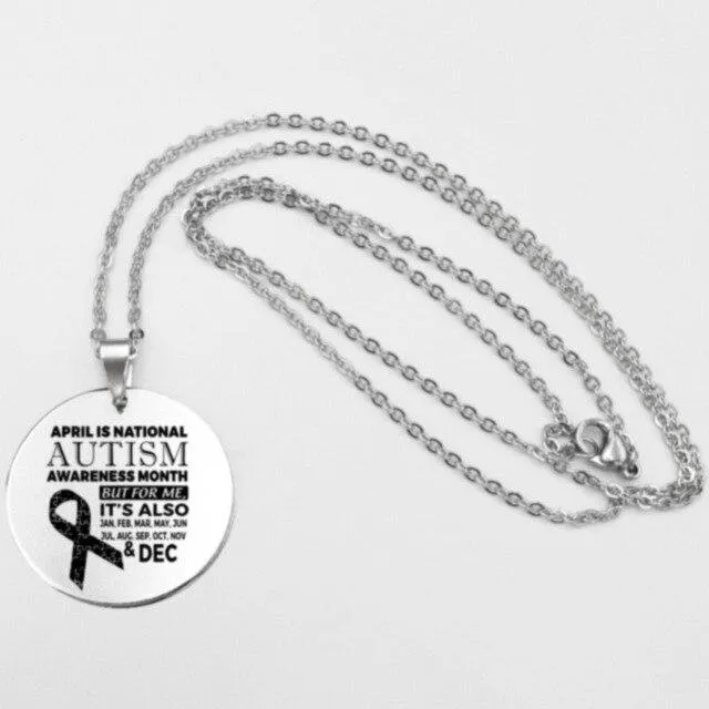 Fashion Stainless steel Necklace Fun Autism Awareness Ribbon Pendant Necklaces Jigsaw Puzzle Piece Children's Jewelry Gift