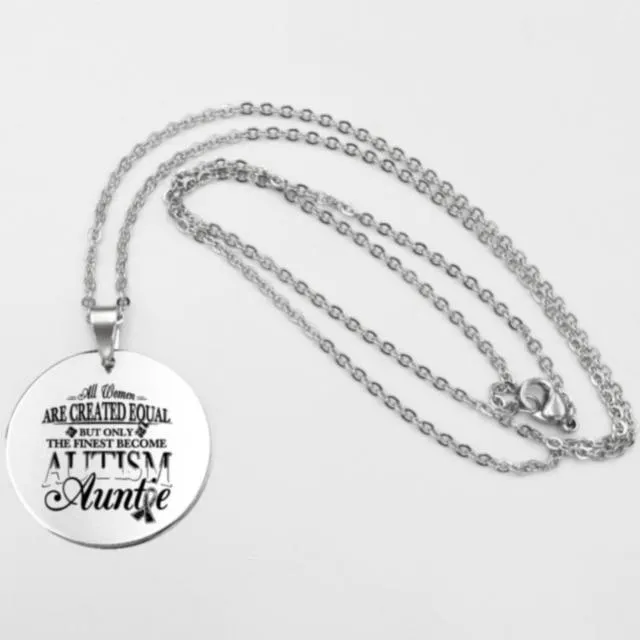 Fashion Stainless steel Necklace Fun Autism Awareness Ribbon Pendant Necklaces Jigsaw Puzzle Piece Children's Jewelry Gift