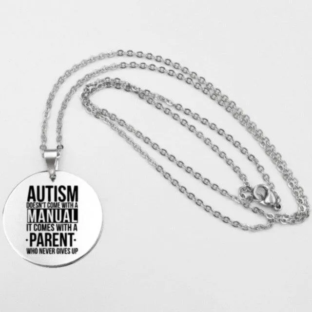 Fashion Stainless steel Necklace Fun Autism Awareness Ribbon Pendant Necklaces Jigsaw Puzzle Piece Children's Jewelry Gift