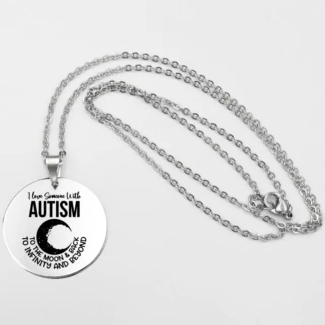 Fashion Stainless steel Necklace Fun Autism Awareness Ribbon Pendant Necklaces Jigsaw Puzzle Piece Children's Jewelry Gift