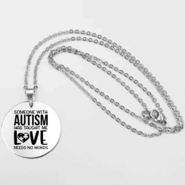 Fashion Stainless steel Necklace Fun Autism Awareness Ribbon Pendant Necklaces Jigsaw Puzzle Piece Children's Jewelry Gift