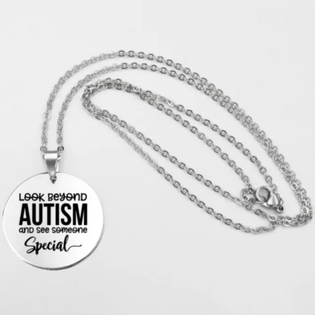 Fashion Stainless steel Necklace Fun Autism Awareness Ribbon Pendant Necklaces Jigsaw Puzzle Piece Children's Jewelry Gift