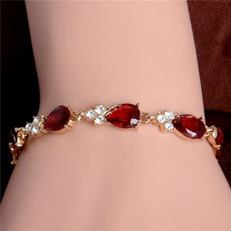 Fashion Water Drop 5 Colors CZ Stones Bracelet