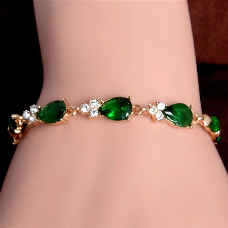 Fashion Water Drop 5 Colors CZ Stones Bracelet