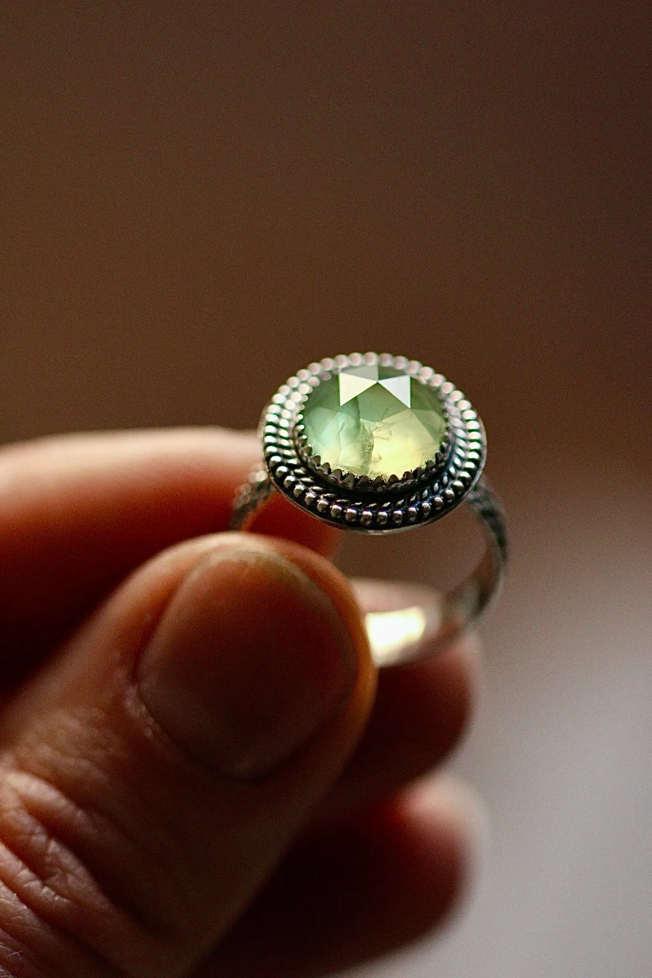 Finished to size prehnite rings