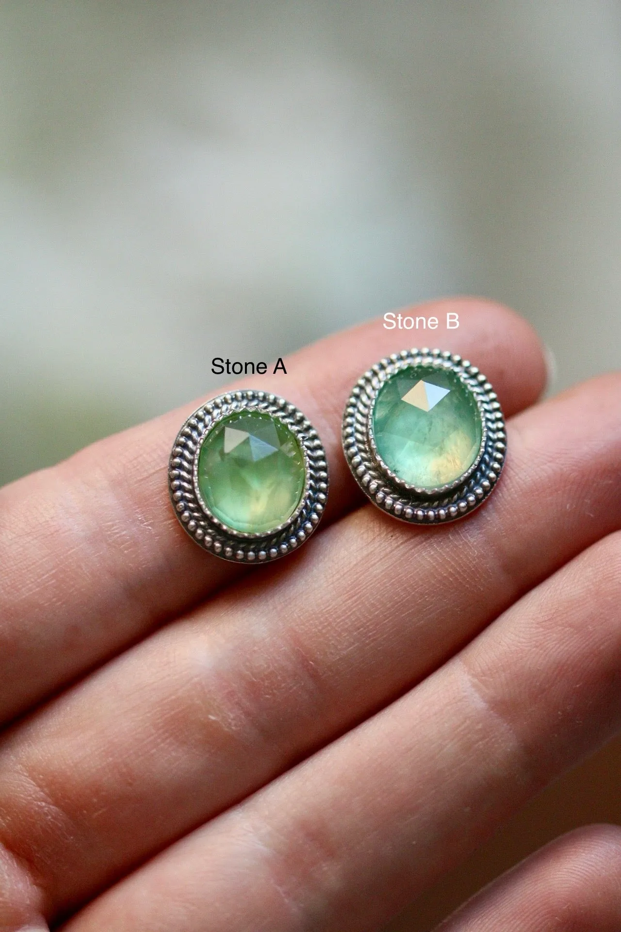 Finished to size prehnite rings