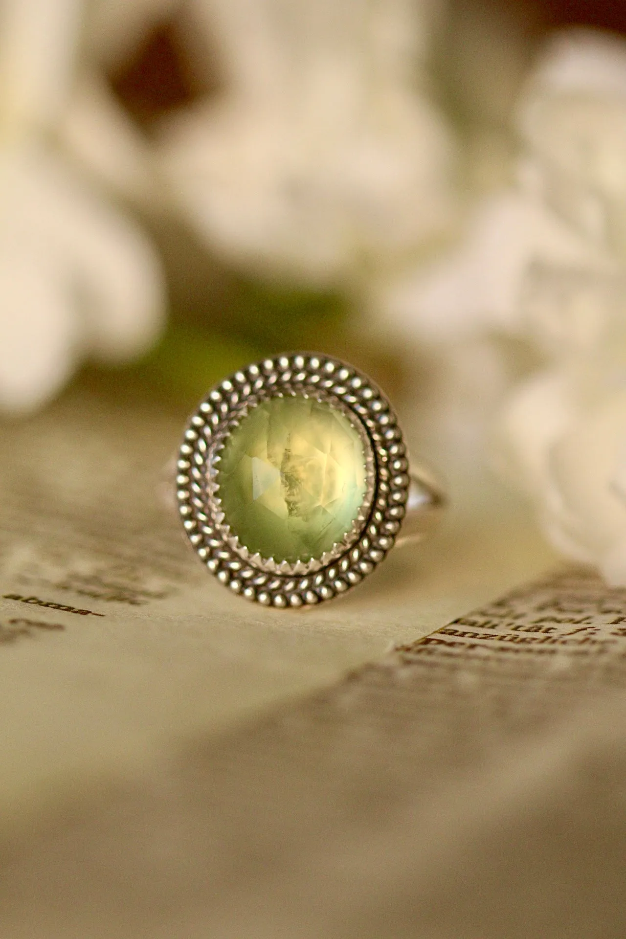 Finished to size prehnite rings