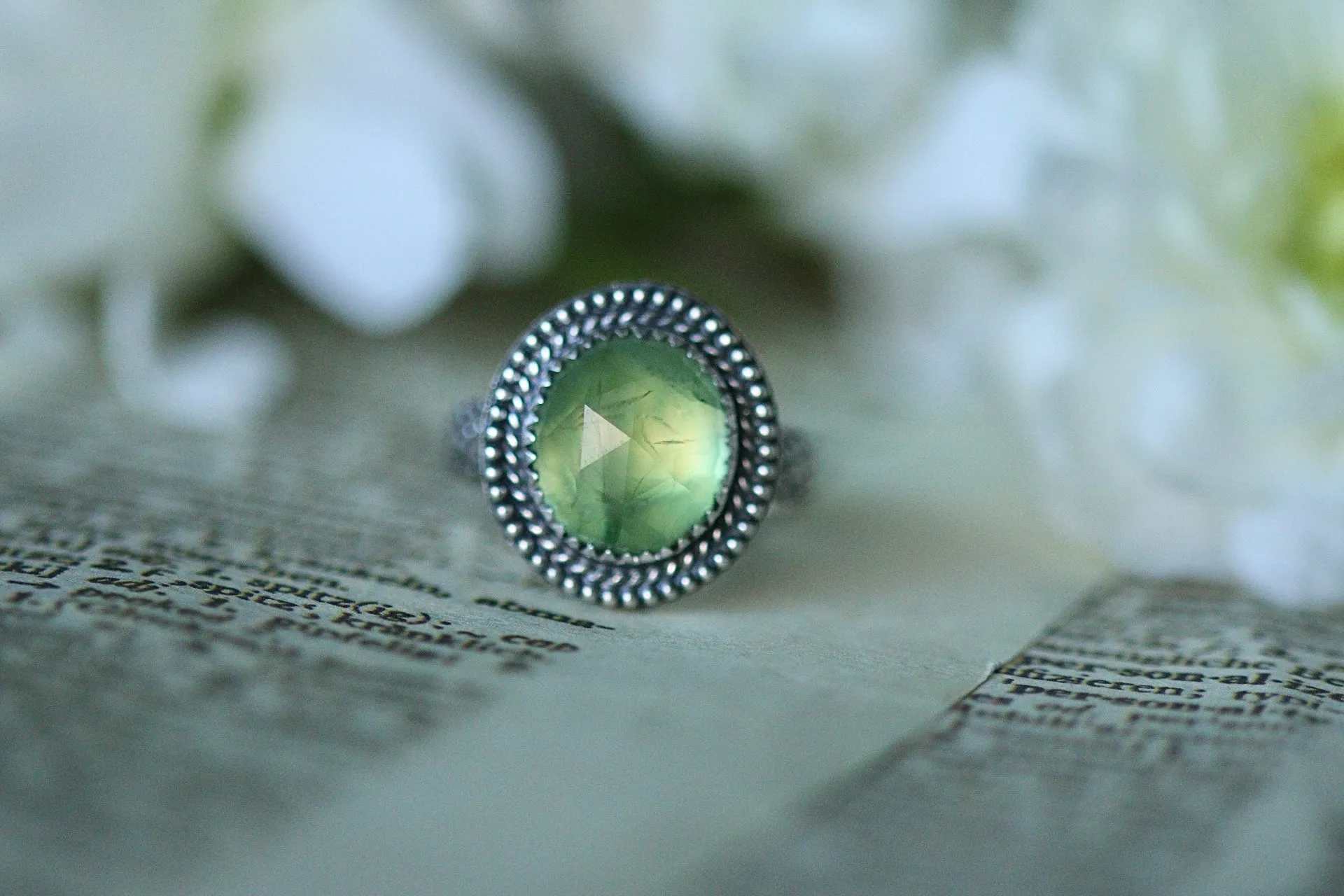 Finished to size prehnite rings