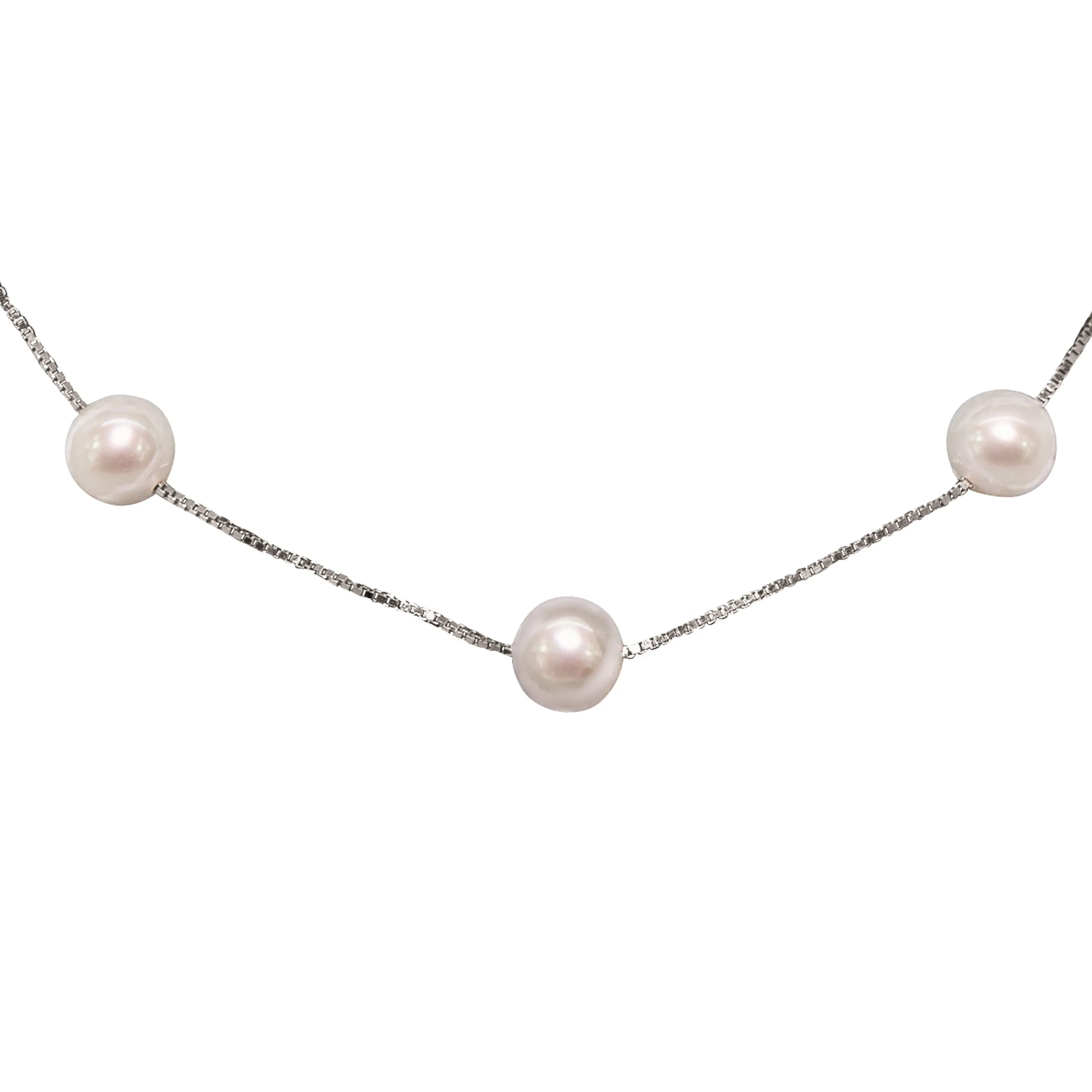 Garland of Luminous Pearls Silver Necklace