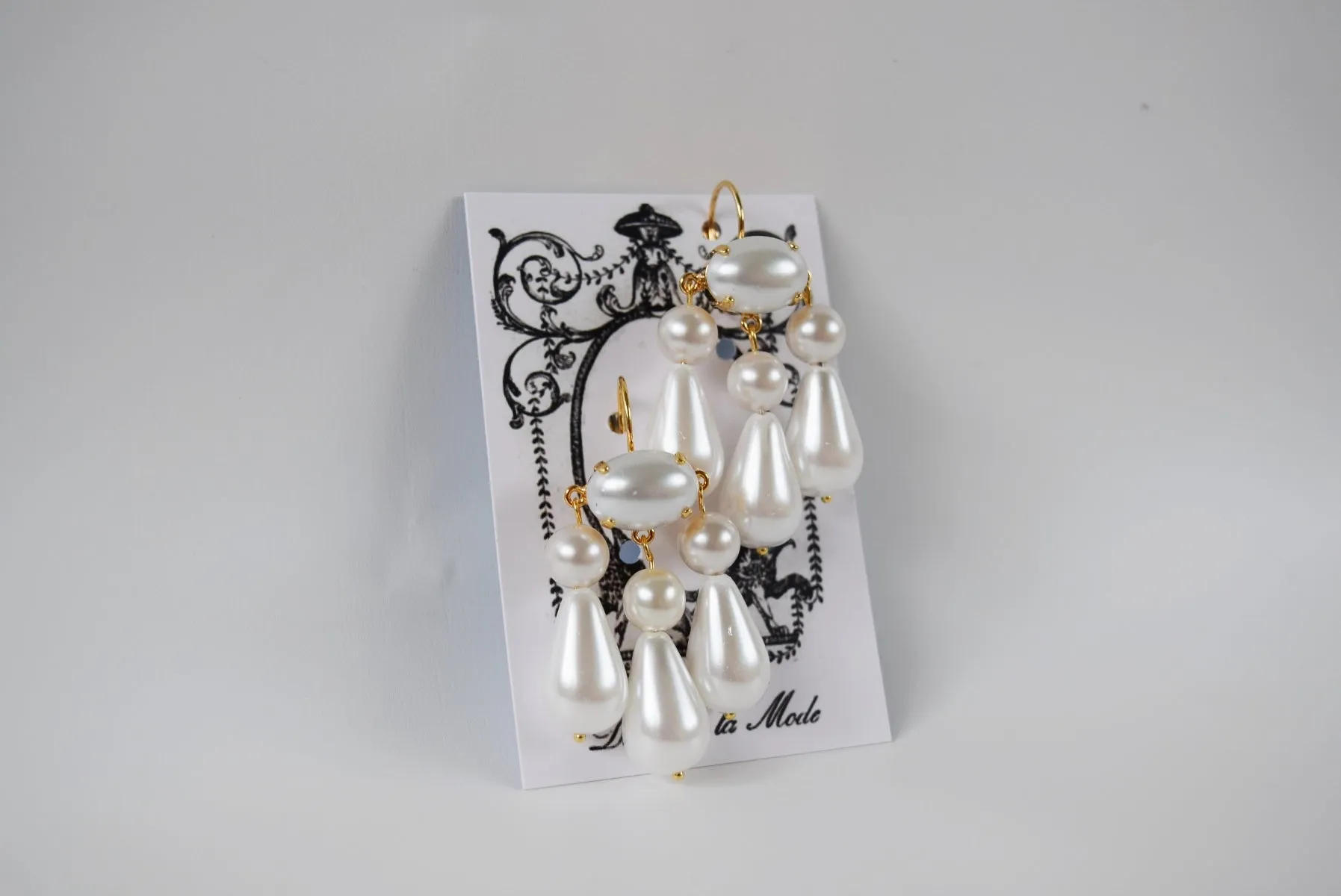 Girandole Earrings - Large Double Pearl