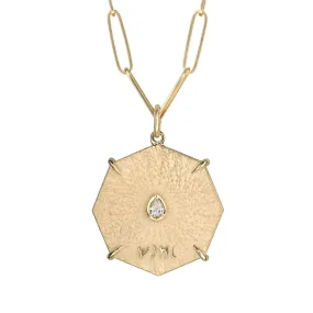 Gold Octagon Seek Pendant with Pear-Shape Diamond