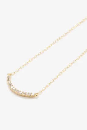 Gold Pave Curved Bar Necklace