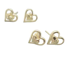 #GOLD2024 | 18K Double Heart Stud Earrings